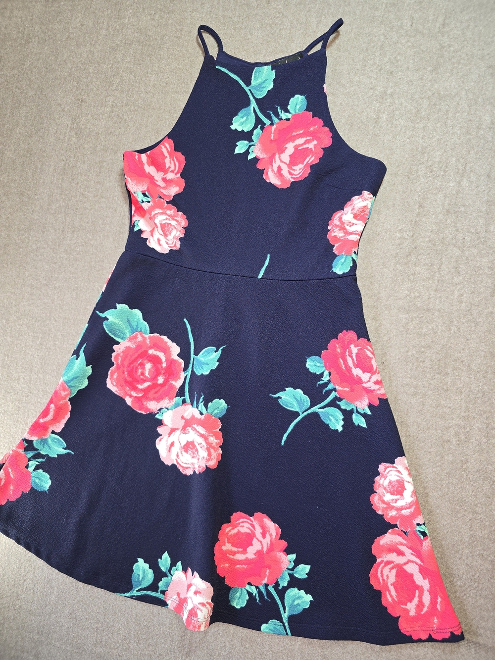 Derek Heart Navy Dress with Pink Floral Print Womens/Juniors Small